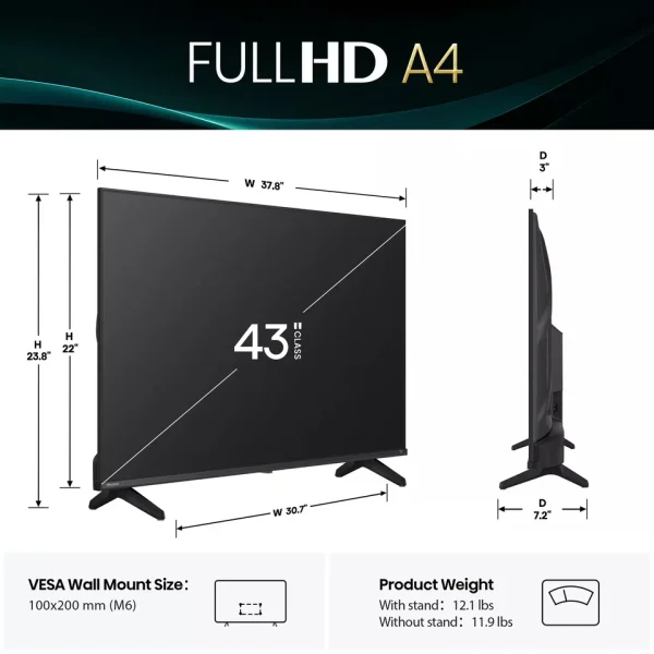 Hisense 43″ 43A4 Smart FHD 1080p TV - Image 5