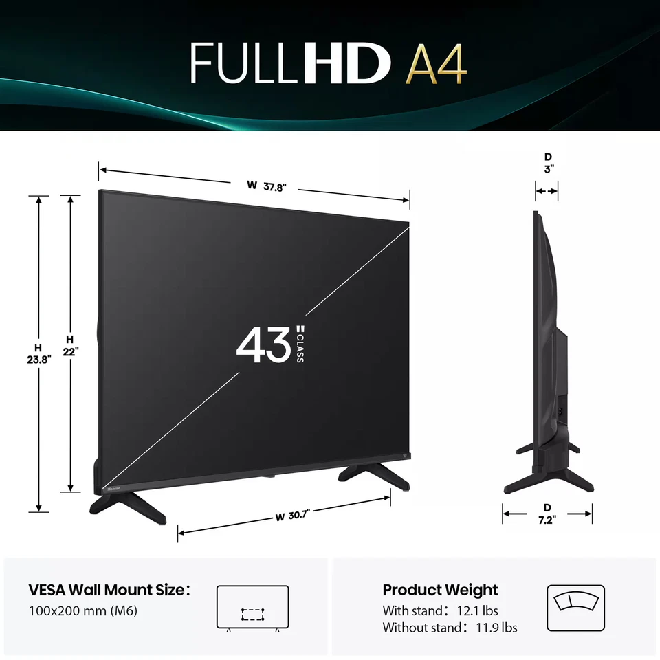Hisense 43″ 43A4 Smart FHD 1080p TV - Image 5